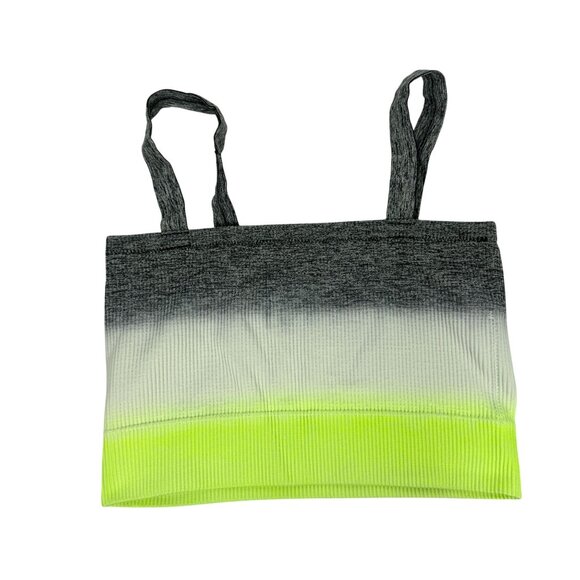 No Boundaries Womens Gradient Ribbed Crop Top M Gray/White/Neon Yellow Stretch - Picture 3 of 4